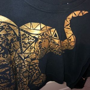 Gold and black elephant cropped sweater